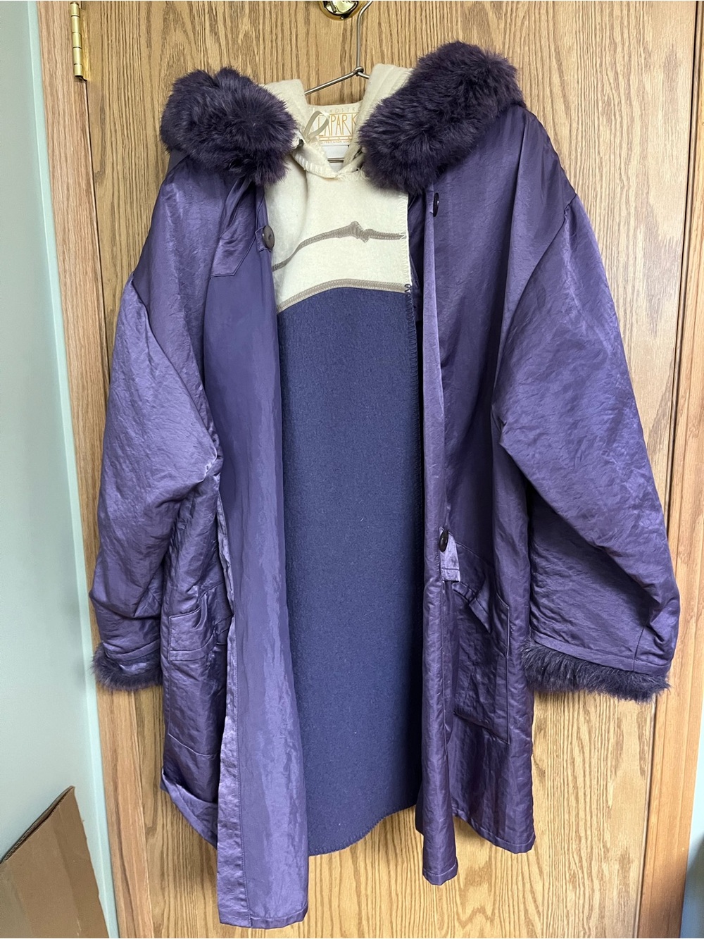 Vintage Linda Lundström "La Parka" system purple modular winter coat fur hood